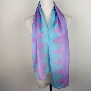 Vintage Blue & Purple Zig Zag Silk Scarf